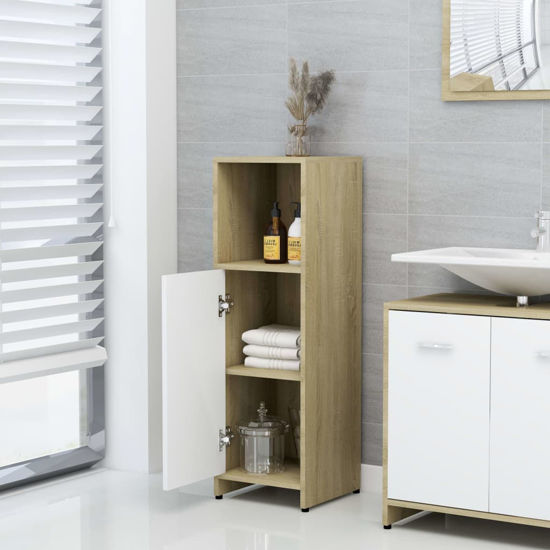 Picture of 11" Bathroom Cabinet - White and Sonoma Oak