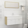 Picture of 39" Bathroom Furniture Set with Mirror - White and Sonoma Oak