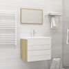 Picture of 23" Bathroom Furniture Set with Mirror - White and Sonoma Oak