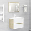 Picture of 23" Bathroom Furniture Set with Mirror - White and Sonoma Oak