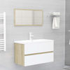 Picture of 31" Bathroom Furniture Set with Mirror - White and Sonoma Oak