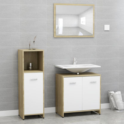 Picture of 23" Bathroom Furniture Set - 3pc White and Sonoma Oak