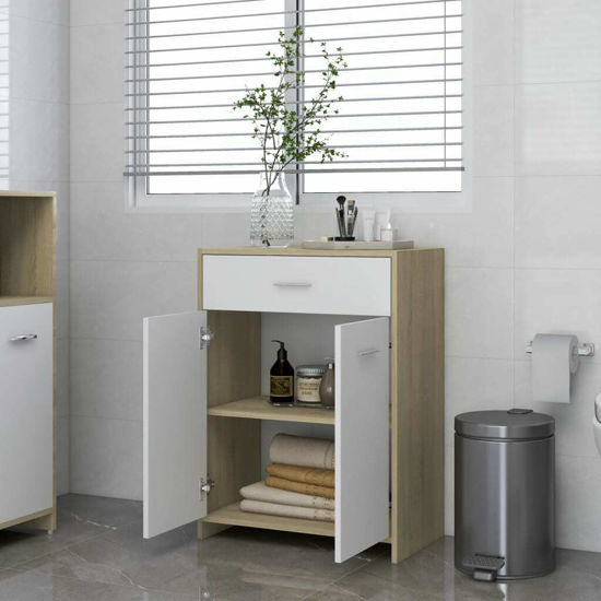 Picture of 23" Bathroom Cabinet - White and Sonoma Oak