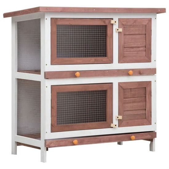 Picture of Outdoor Rabbit Hutch - Brown Wood