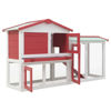 Picture of Outdoor Large Rabbit Hutch - Red and White Wood