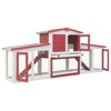 Picture of Outdoor Large Rabbit Hutch - Red and White Wood