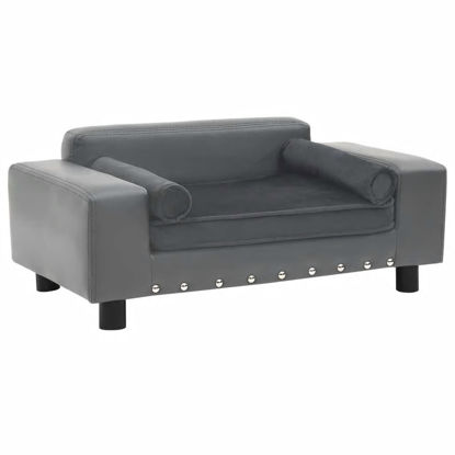 Picture of Dog Plush and Faux Leather Sofa - Gray