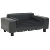 Picture of Dog Plush and Faux Leather Sofa - Dark Gray