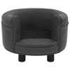 Picture of Dog Plush and Faux Leather Sofa - Dark Gray