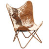 Picture of Leather Butterfly Chair - Brown and White