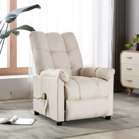 Picture of Fabric Massage Recliner Chair - Cream