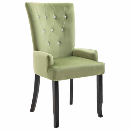 Picture of Velvet Dining Chairs with Armrests - 1 pc L Green