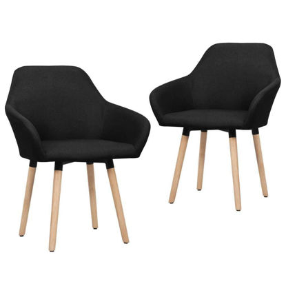 Picture of Fabric Dining Chairs with Armrest - 2 pc Black