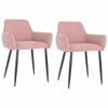 Picture of Velvet Dining Chairs with Armrest - 2 pc Pink