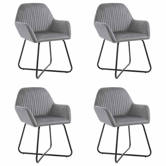 Picture of Dining Velvet Armchair Chairs - 4 pc Gray