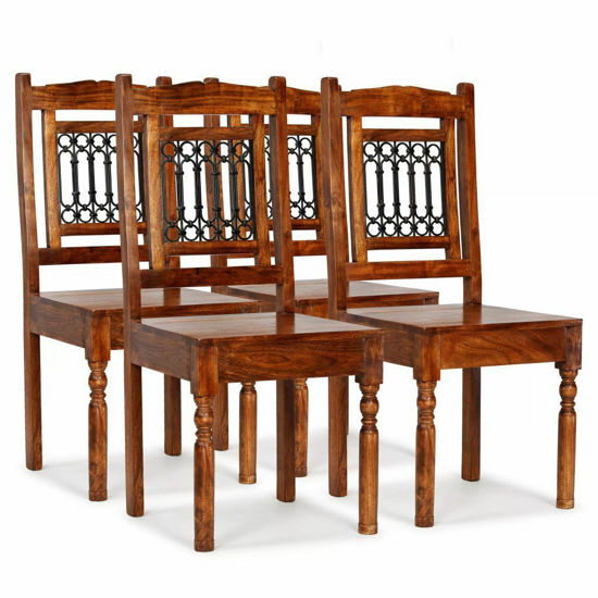 Picture of Wooden Dining Chairs - 4 pc Brown