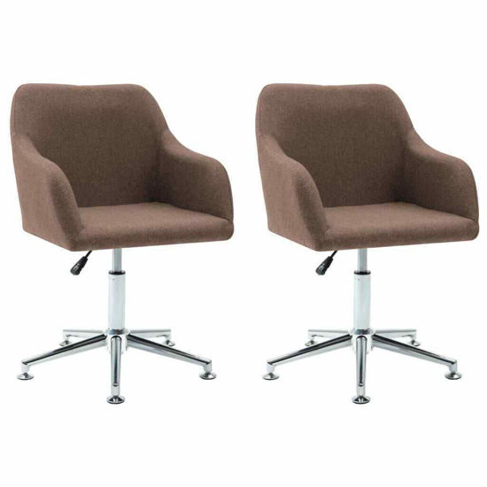 Picture of Dining Fabric Chairs with Armrest - 2 pc Brown