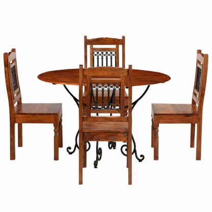 Picture of Wooden Dining Table Set with 4 Chair 47" SAW - Brown