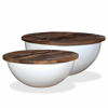 Picture of Living Room Round Wooden Coffee Table with Storage - 2 pc White SRW