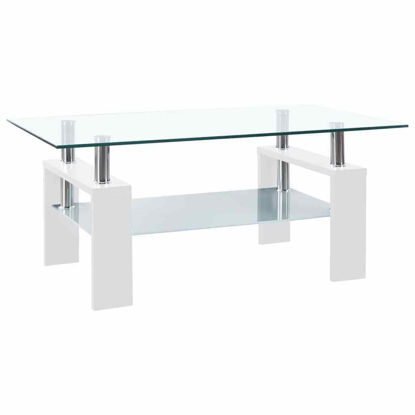 Picture of Living Room Glass Coffee Table 37" with Shelf - White