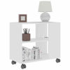 Picture of Wooden Side Table with Shelves on Wheels 28" - White