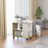 Picture of 2Tone Wooden Side Table with Shelves on Wheels 28"