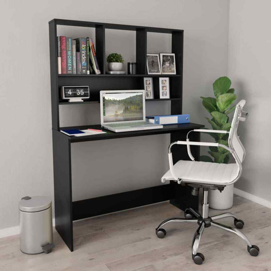 Picture of Computer Desk with Shelves 43" - Black