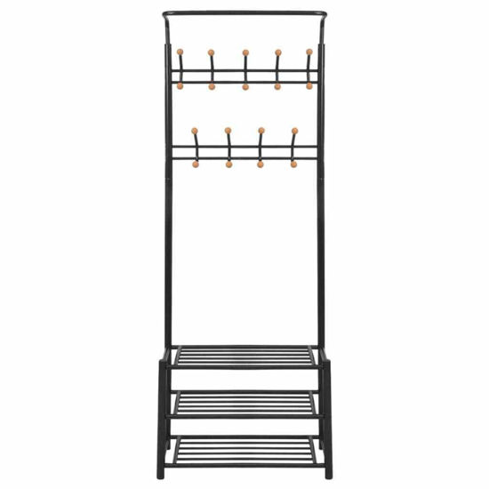 Picture of Hallway Mudroom Clothes Rack with Shoe Storage 27" - Black