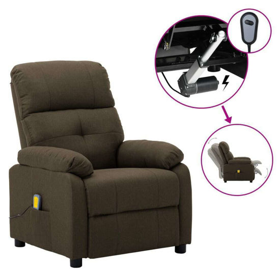 Picture of Living Room Fabric Electric Recliner Massage Chair - Brown