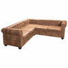 Picture of Living Room L-Shaped Faux Leather Sofa 81" - Brown