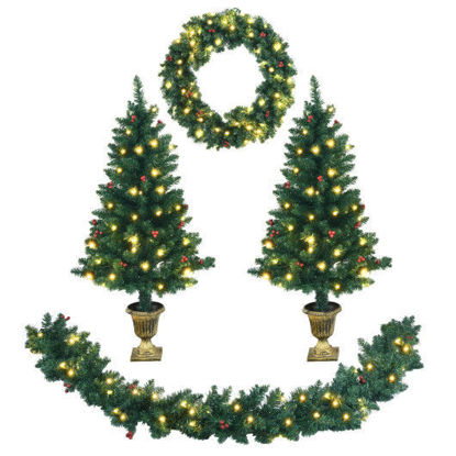 Picture of Christmas Decor Set Garland, Wreath and Trees