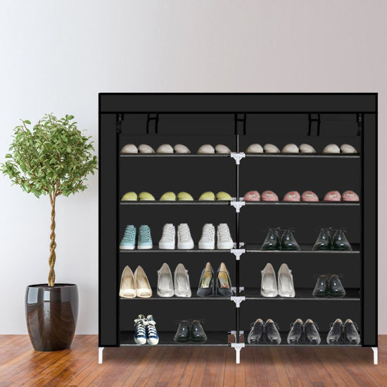 Picture of Fabric Shoe Cabinet with Cover - Black