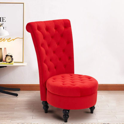 Picture of Living Room Velvet Chair - Red